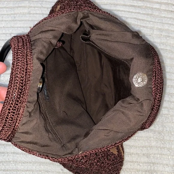 Nine West Crochet and Leather
Handbag Purse Brown Floral Circle
Handle Boho - Picture 2 of 6